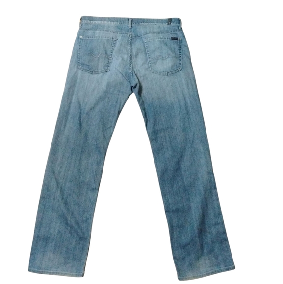 7 For All Mankind Austyn Straight Leg Light Wash Blue jeans Size 36 X 32 - Picture 6 of 9